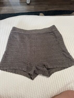 Free People High-Waist Knit Shorts in Charcoal Gray